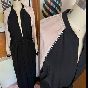 CURRENT AIR Robe Coat Anthropologie Sz S black blush beige